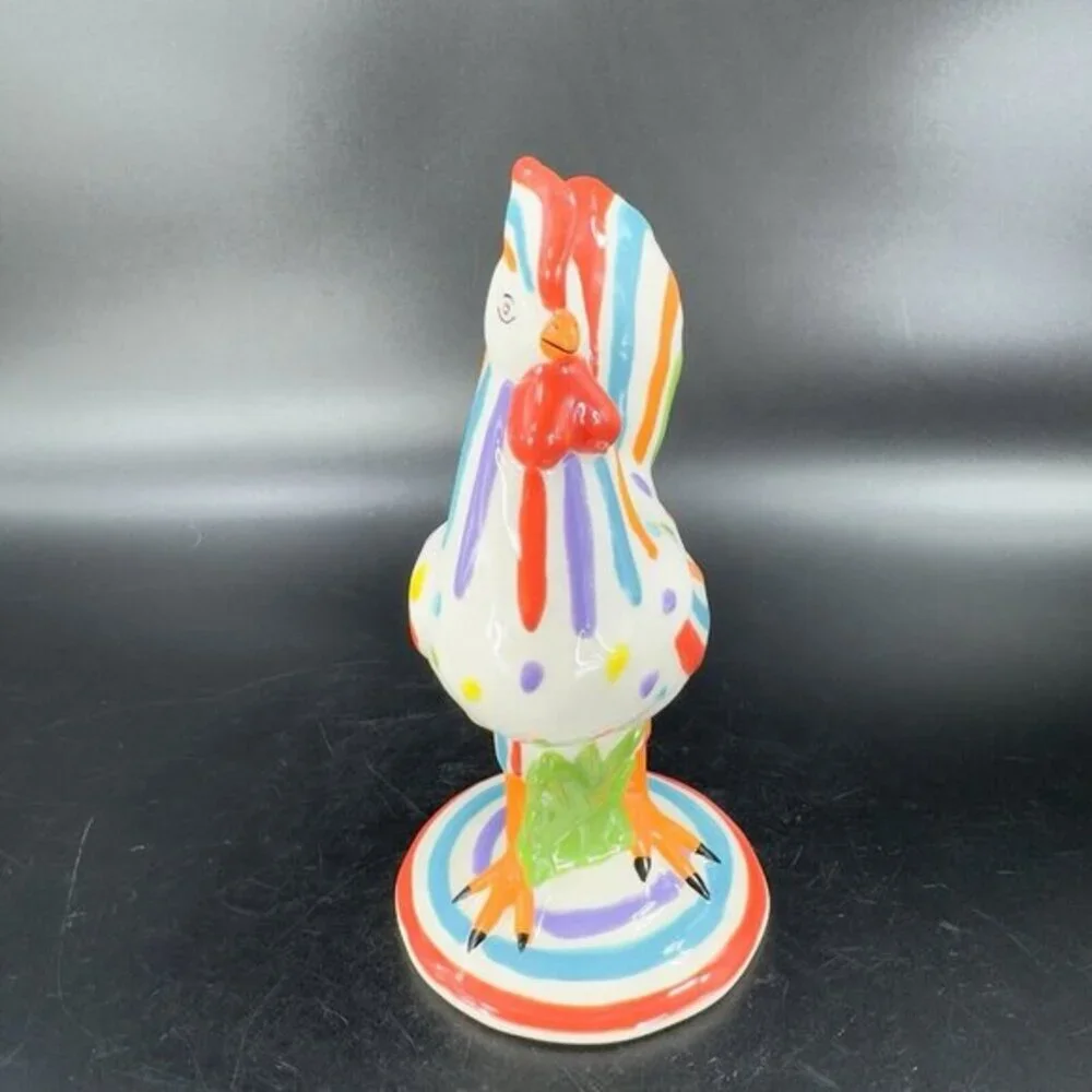 Poultry In Motion Rooster Ceramic Figurine 2010‎ Speckled Spectrum Multicolor